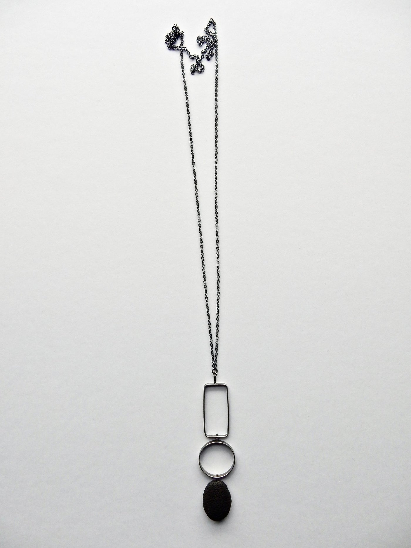 Lava & Silver Geometric Necklace