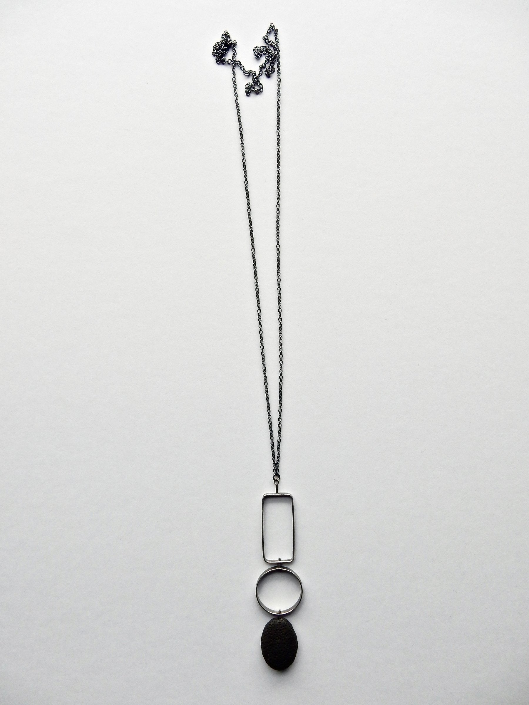 Lava & Silver Geometric Necklace