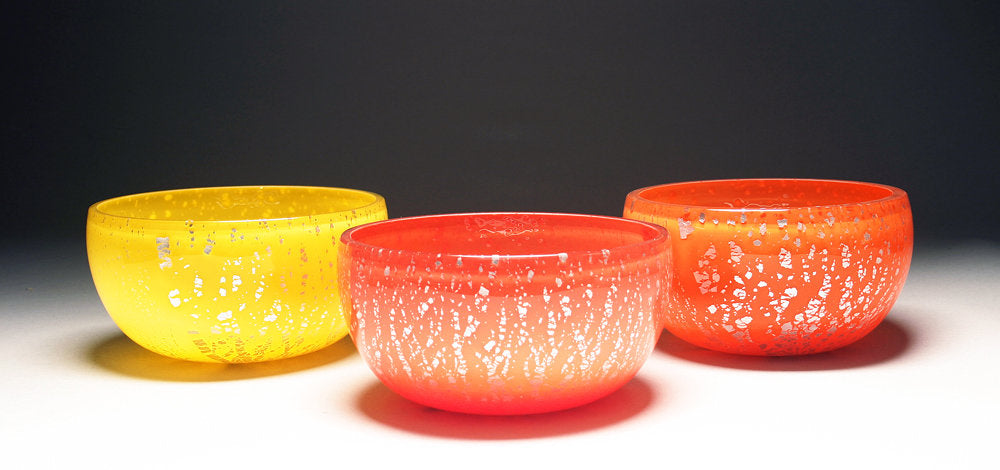 left to right: yellow, red, orange
