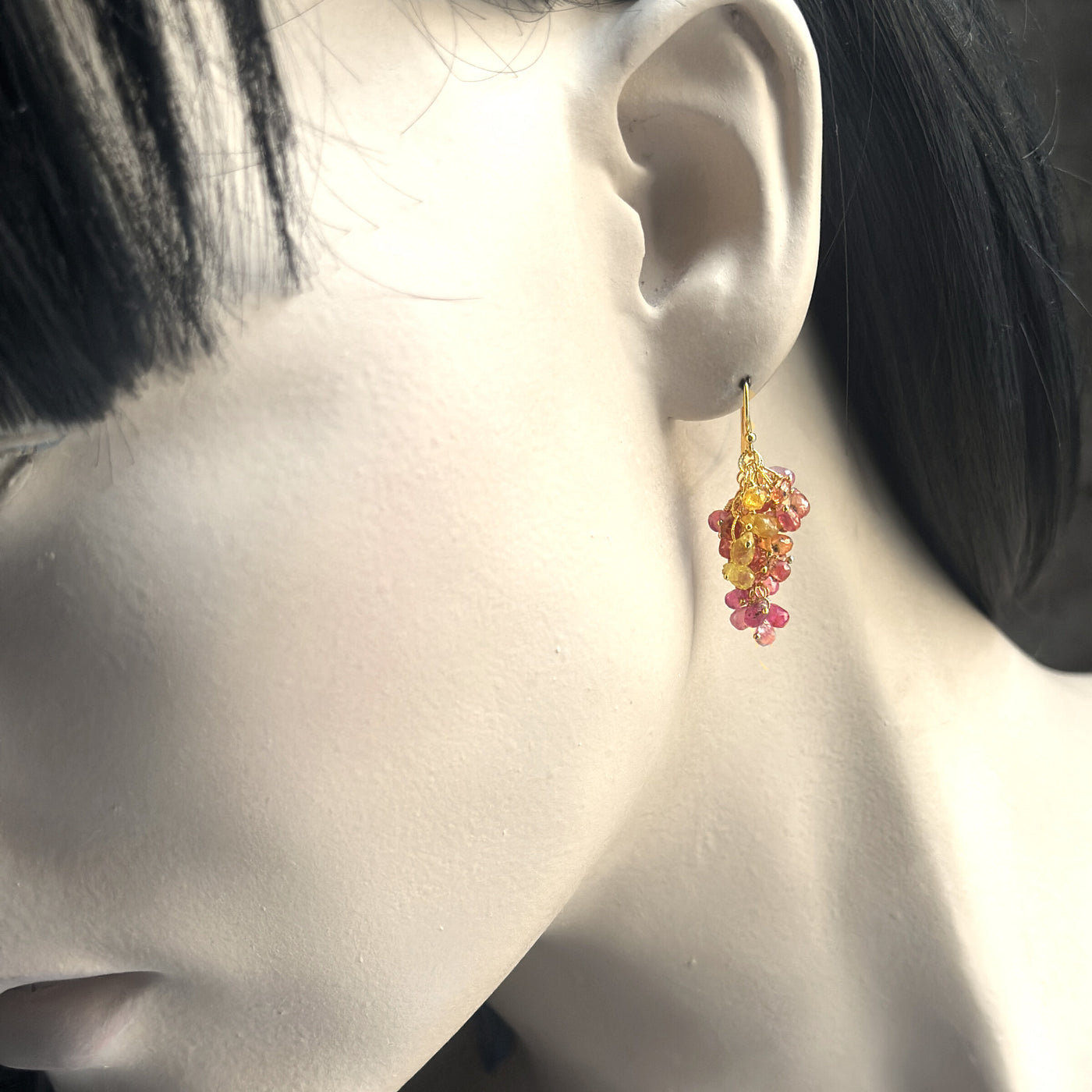 Tiers of Sapphire Gold Earrings