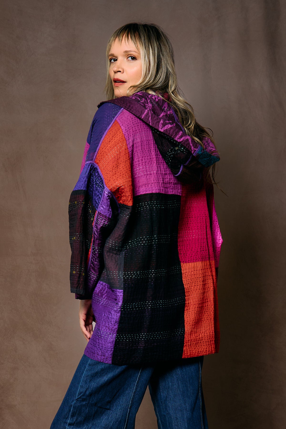 Kantha Hoodie Poncho