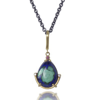 Azurite-Malachite, Garnet & Diamond Pendant