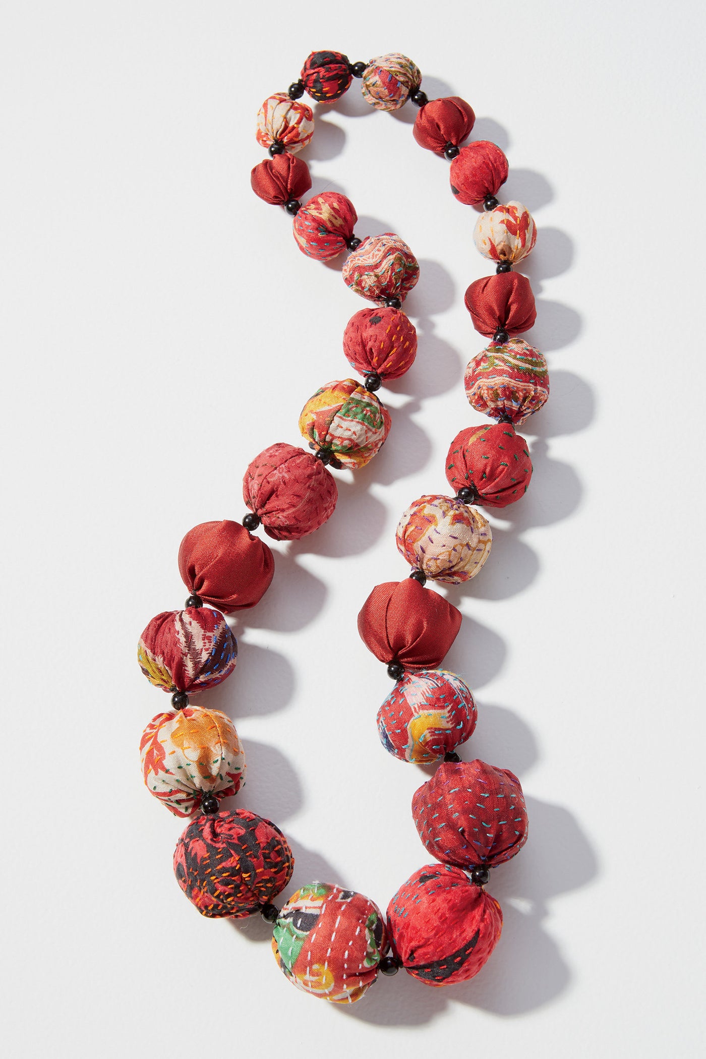 Red Silk Kantha Necklace