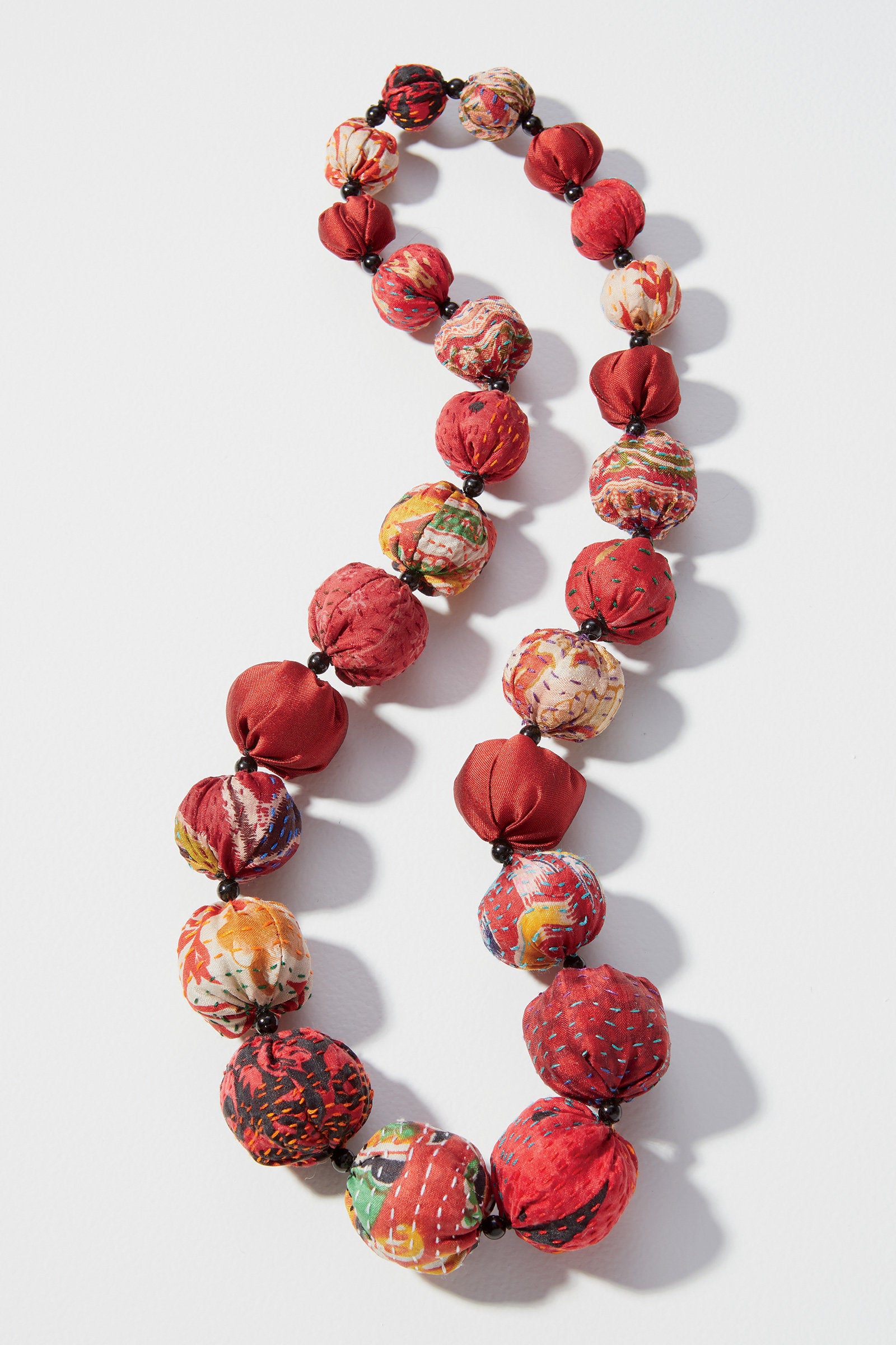 Red Silk Kantha Necklace
