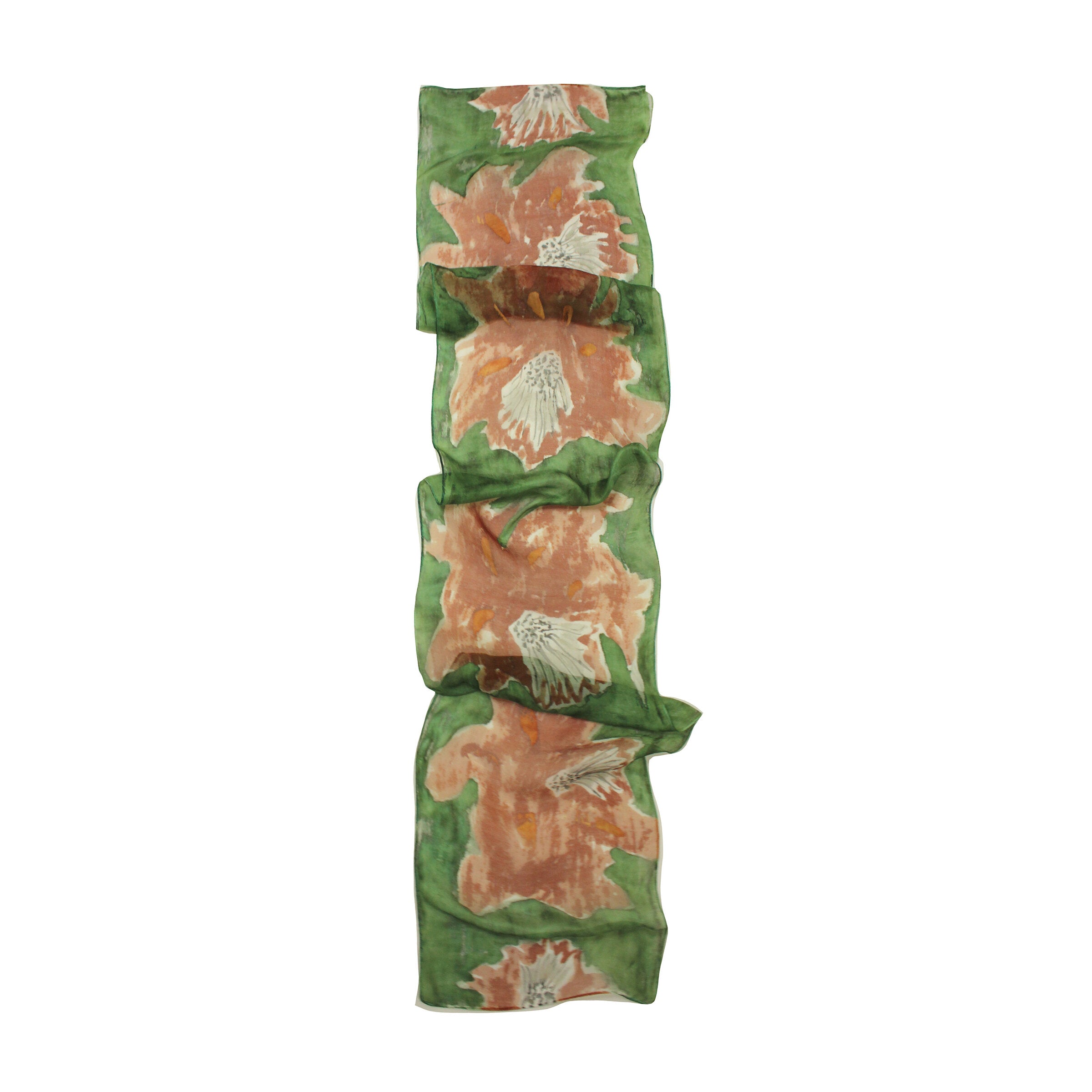 Amaryllis Orange-Hand painted silk scarf