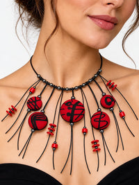 Scarlet Cascade Reversible Silk Necklace