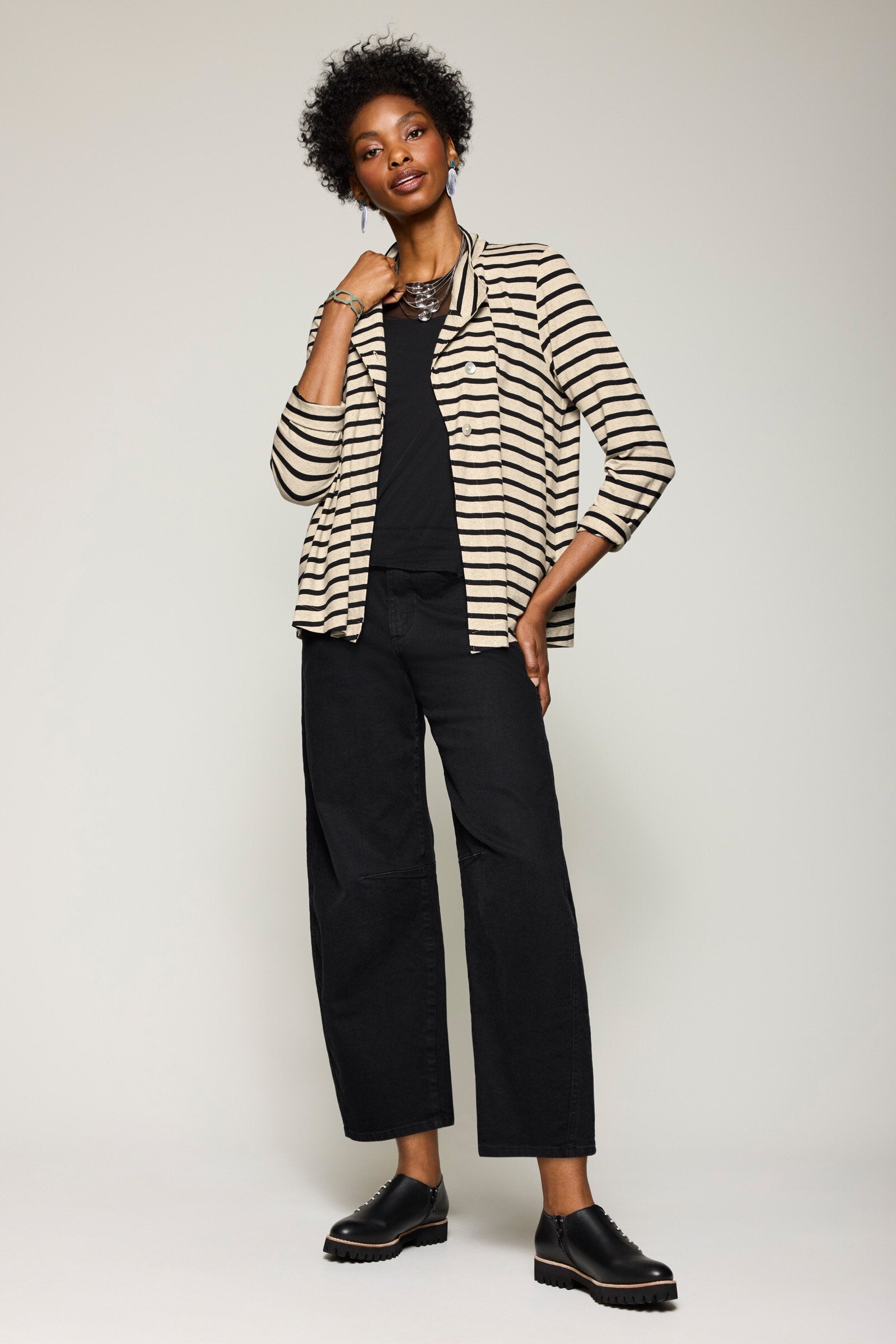Striped Button Front Jacket