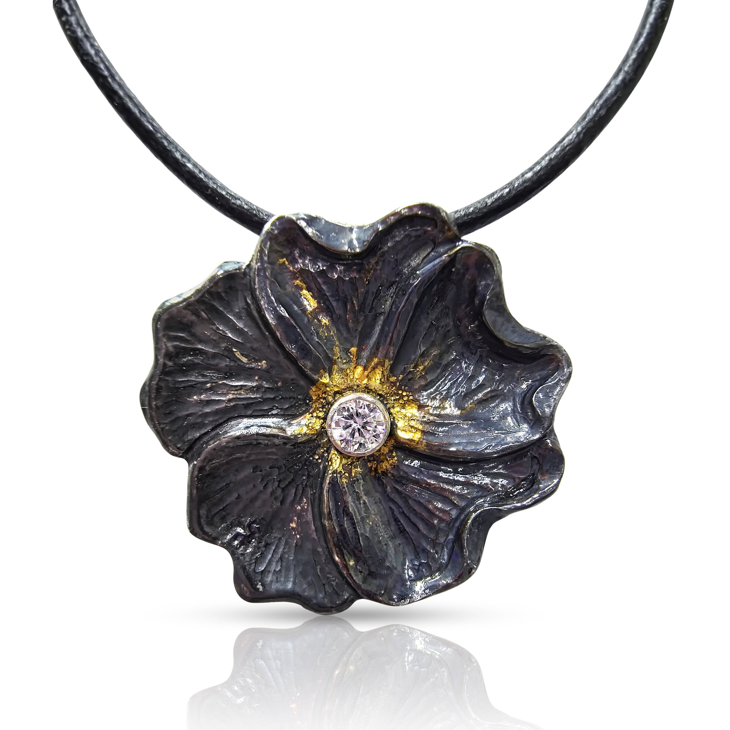 Black Hibiscus Pendant