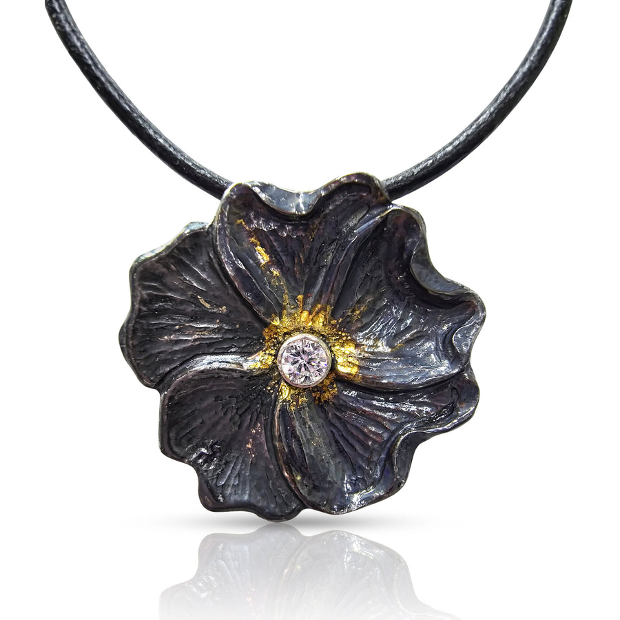 Black Hibiscus Pendant