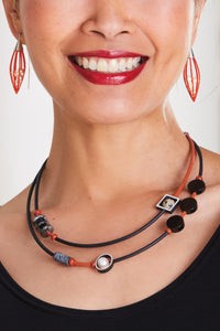 Red, shown with Double Wrap Mixed Media Necklace