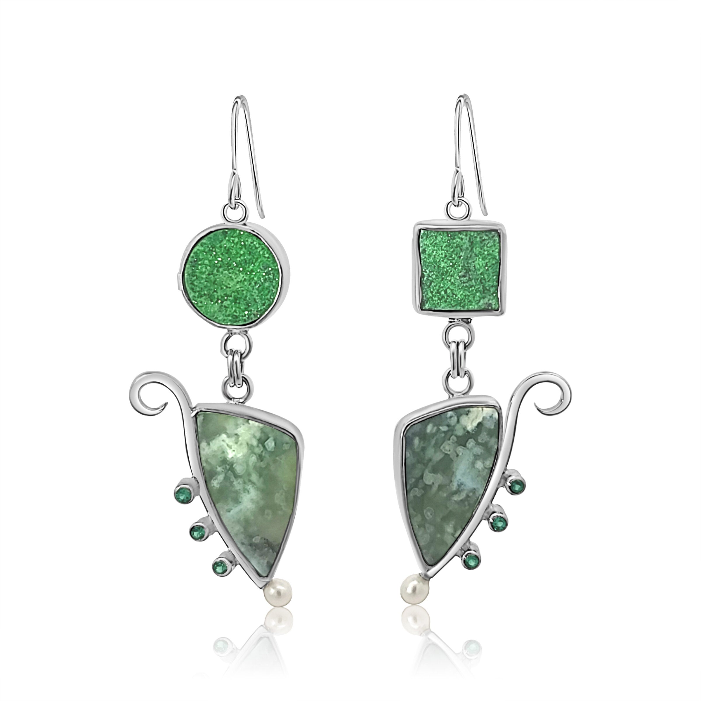 Tsavorite Drusy Earrings