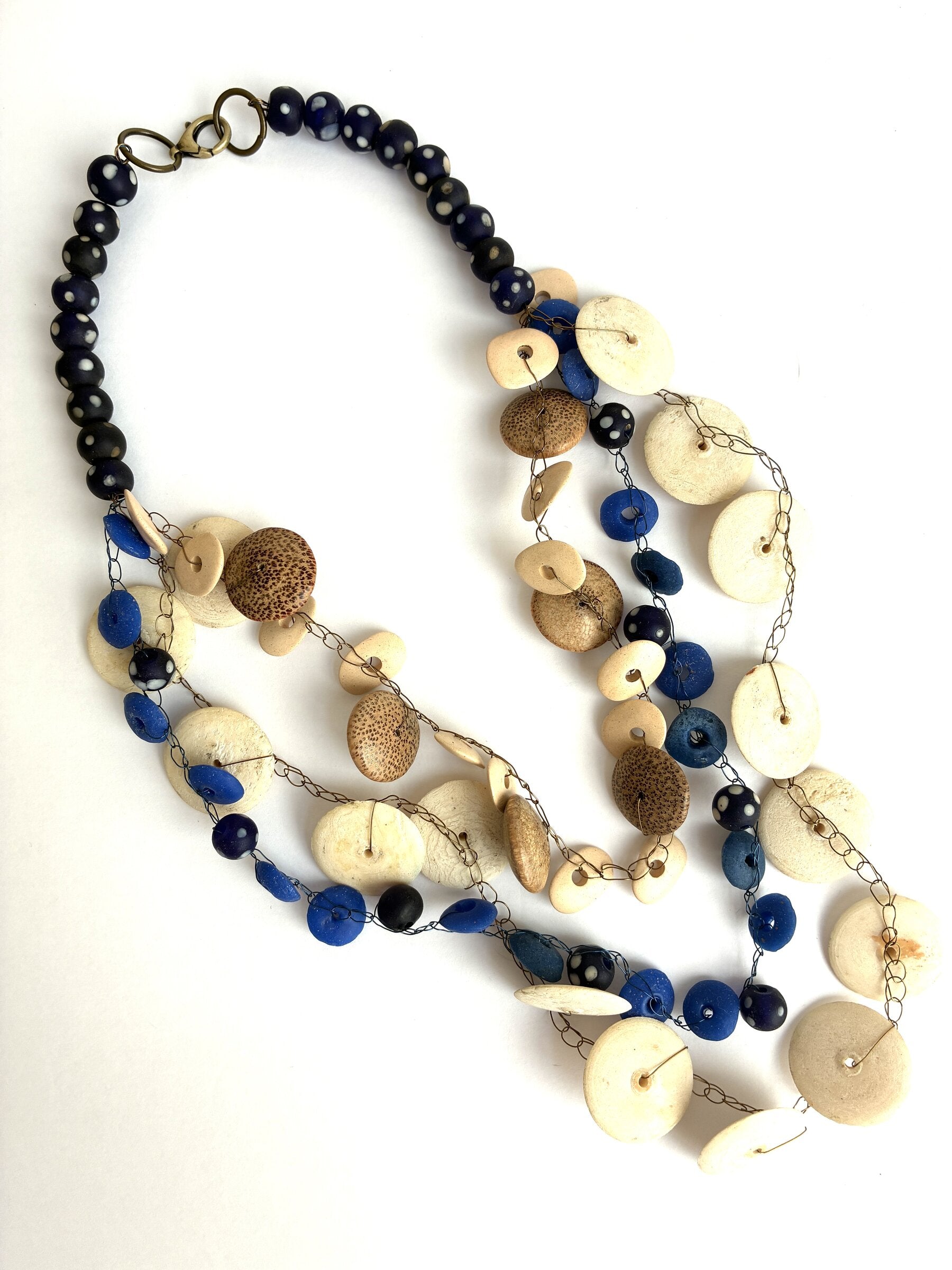 Cobalt and Bone Necklace