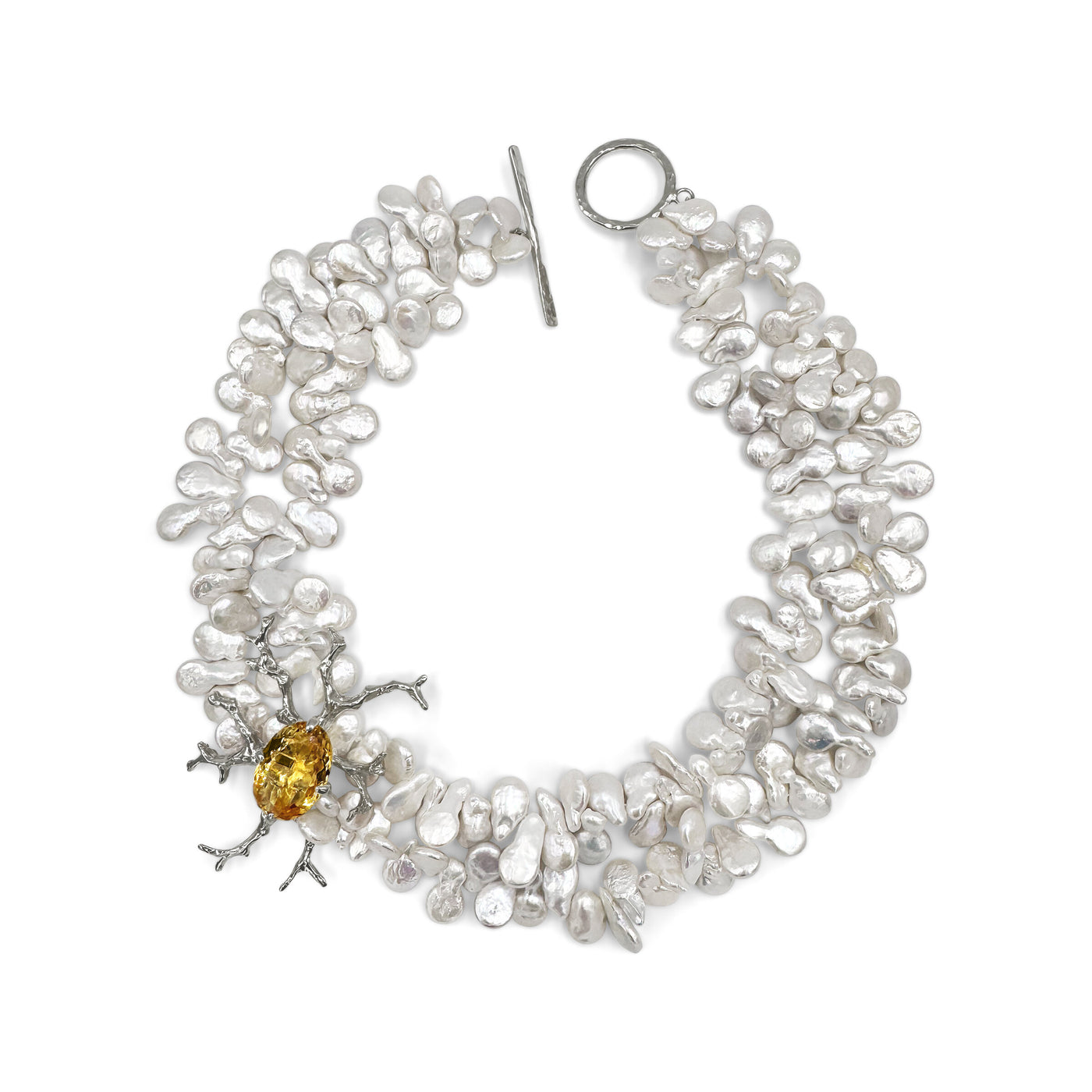 Light Citrine & Pearl Coral Necklace