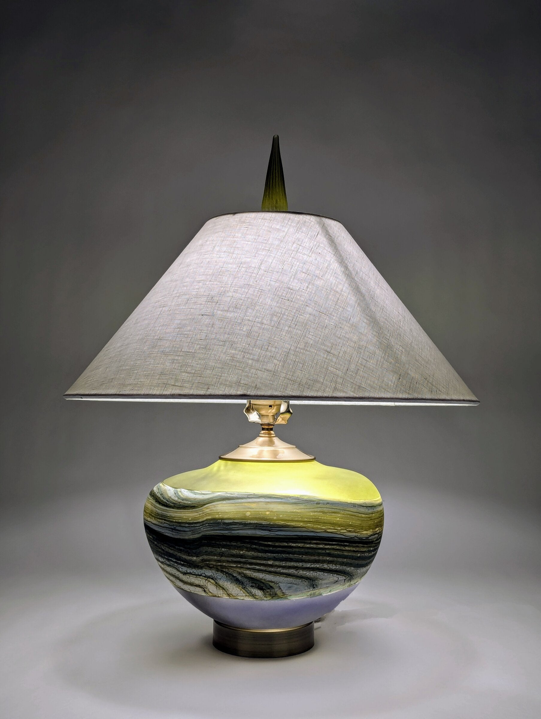 Satin Strata Table Lamp in Lime and Amethyst