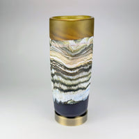 Satin Agate Pillar Lamp in Lime and Amethyst