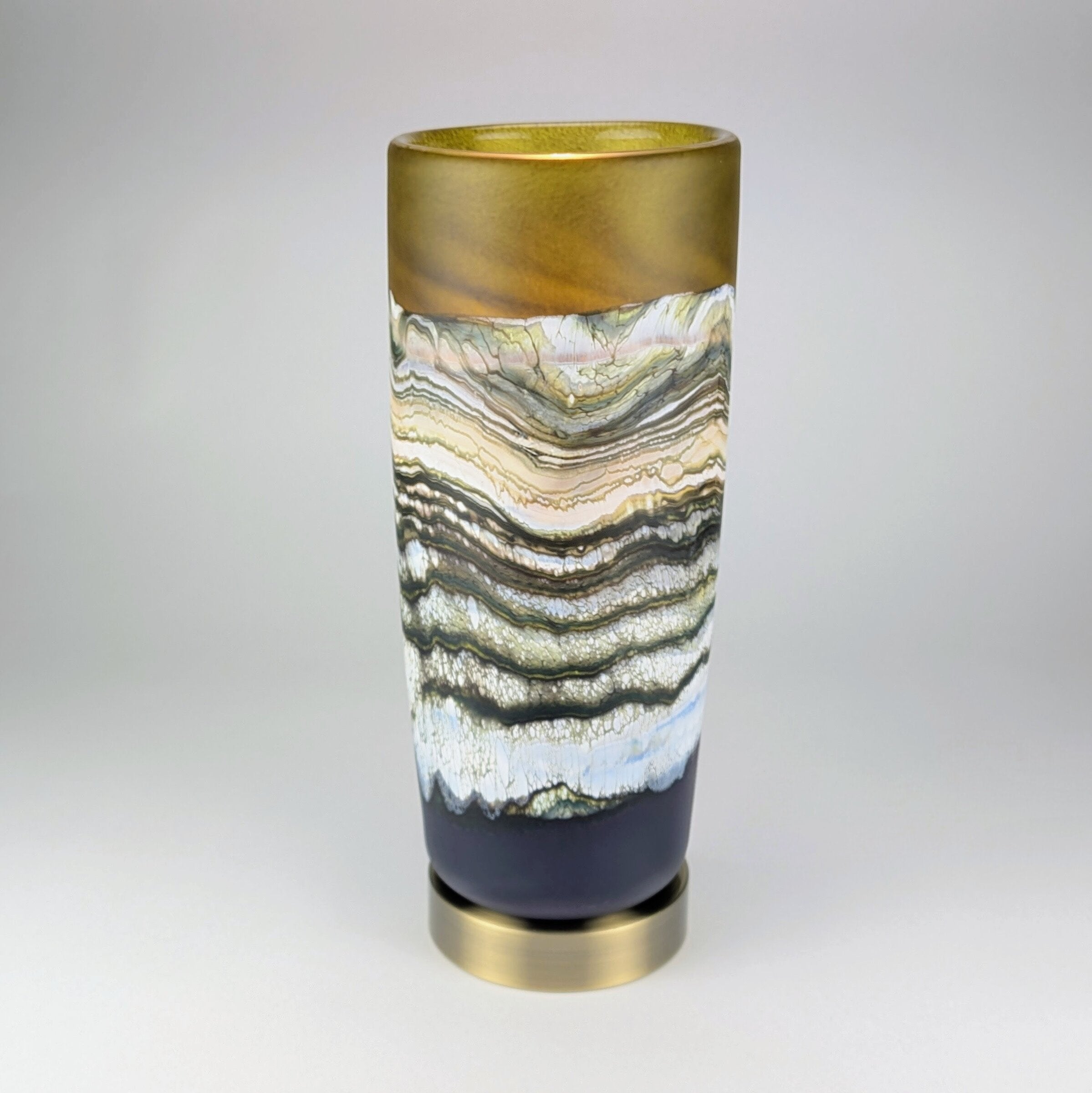 Satin Agate Pillar Lamp in Lime and Amethyst