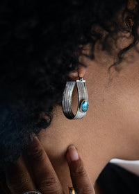 Ribbed Hoops with Kyanite