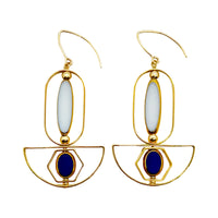 White & Blue Art Deco Earrings