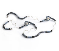 Gray Weathered Stone, Globe and pearl Necklace