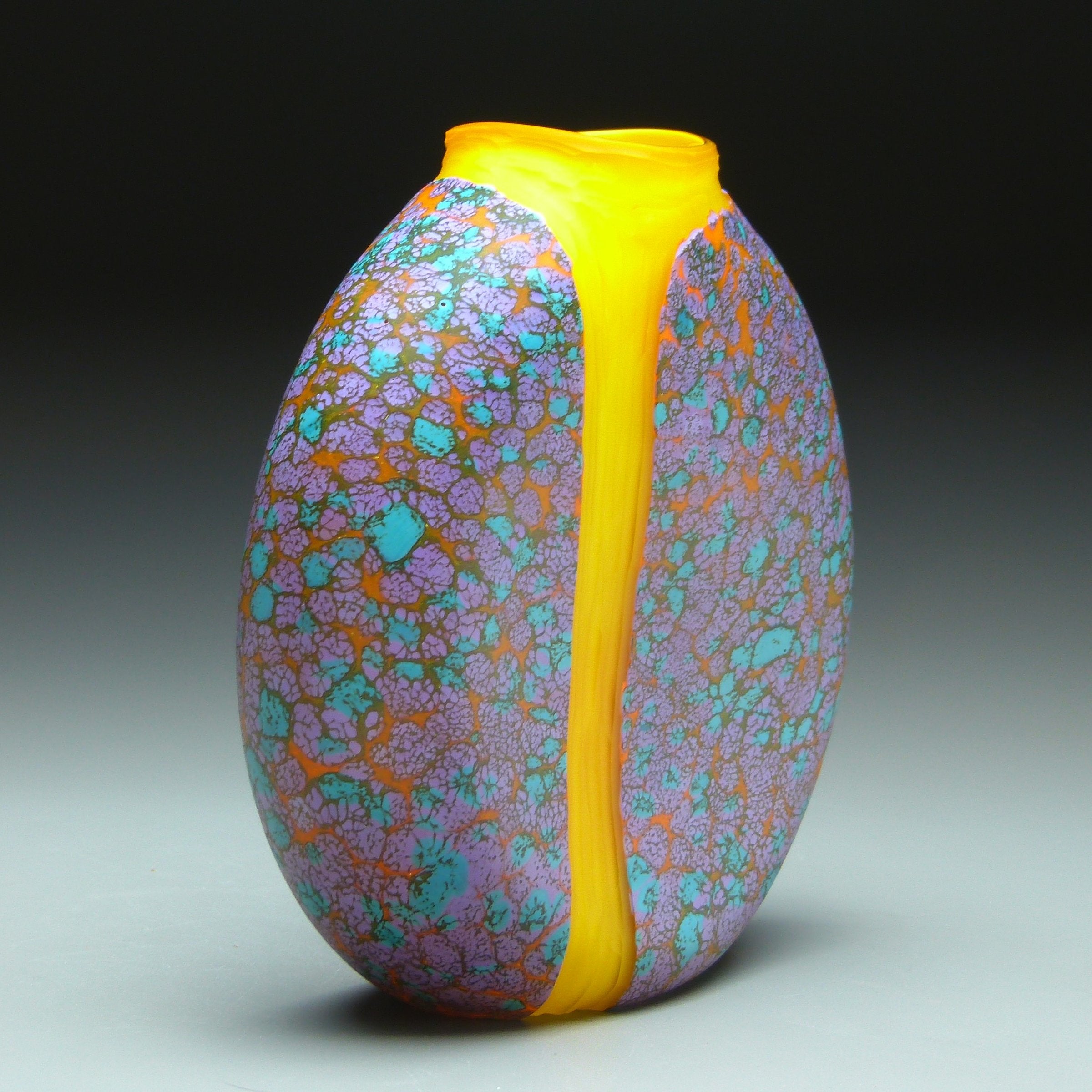 Purple Cascade Vase with Opal Yellow Interior