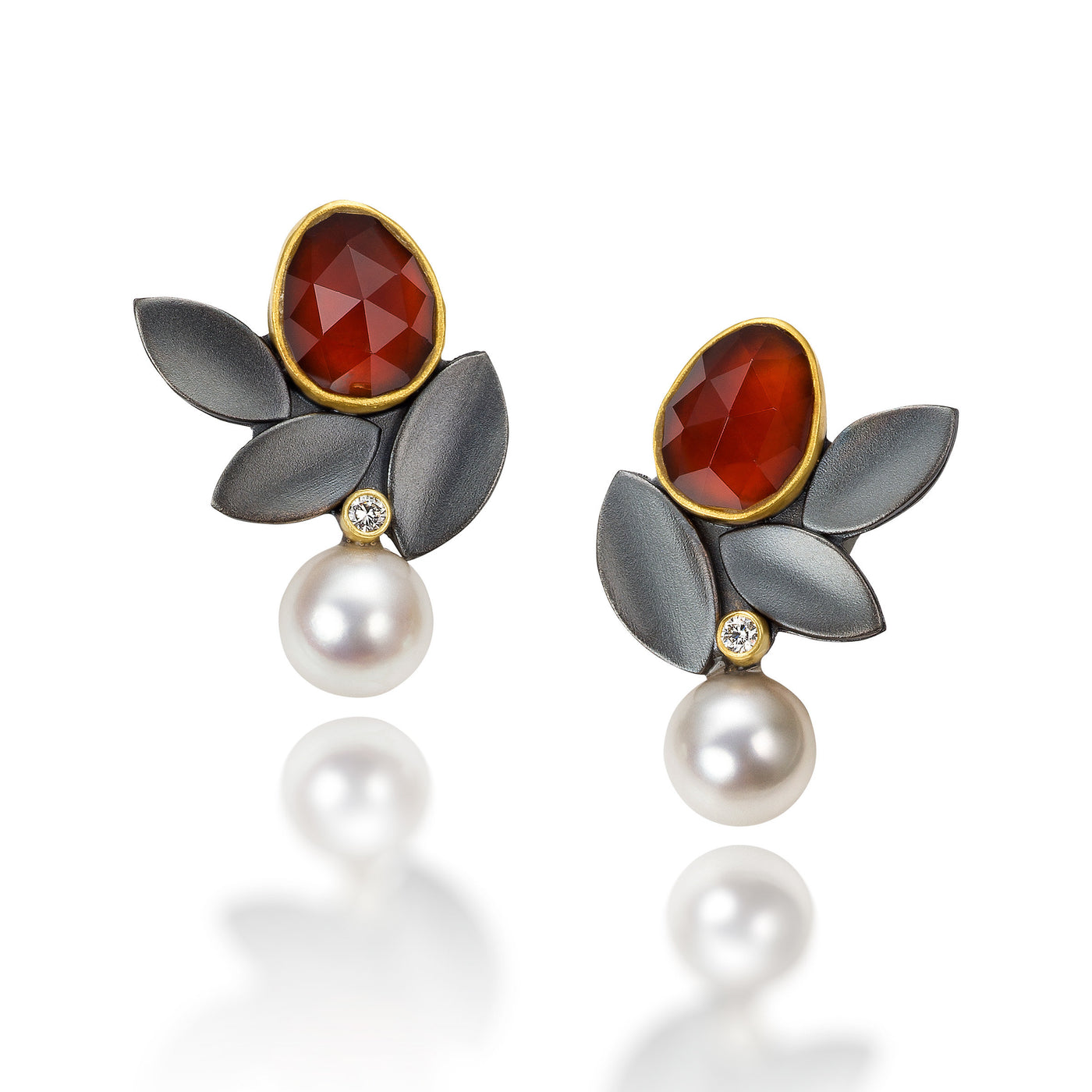 Hessonite Garnet Leaf Earrings