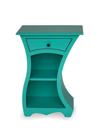 left handed, turquoise paint