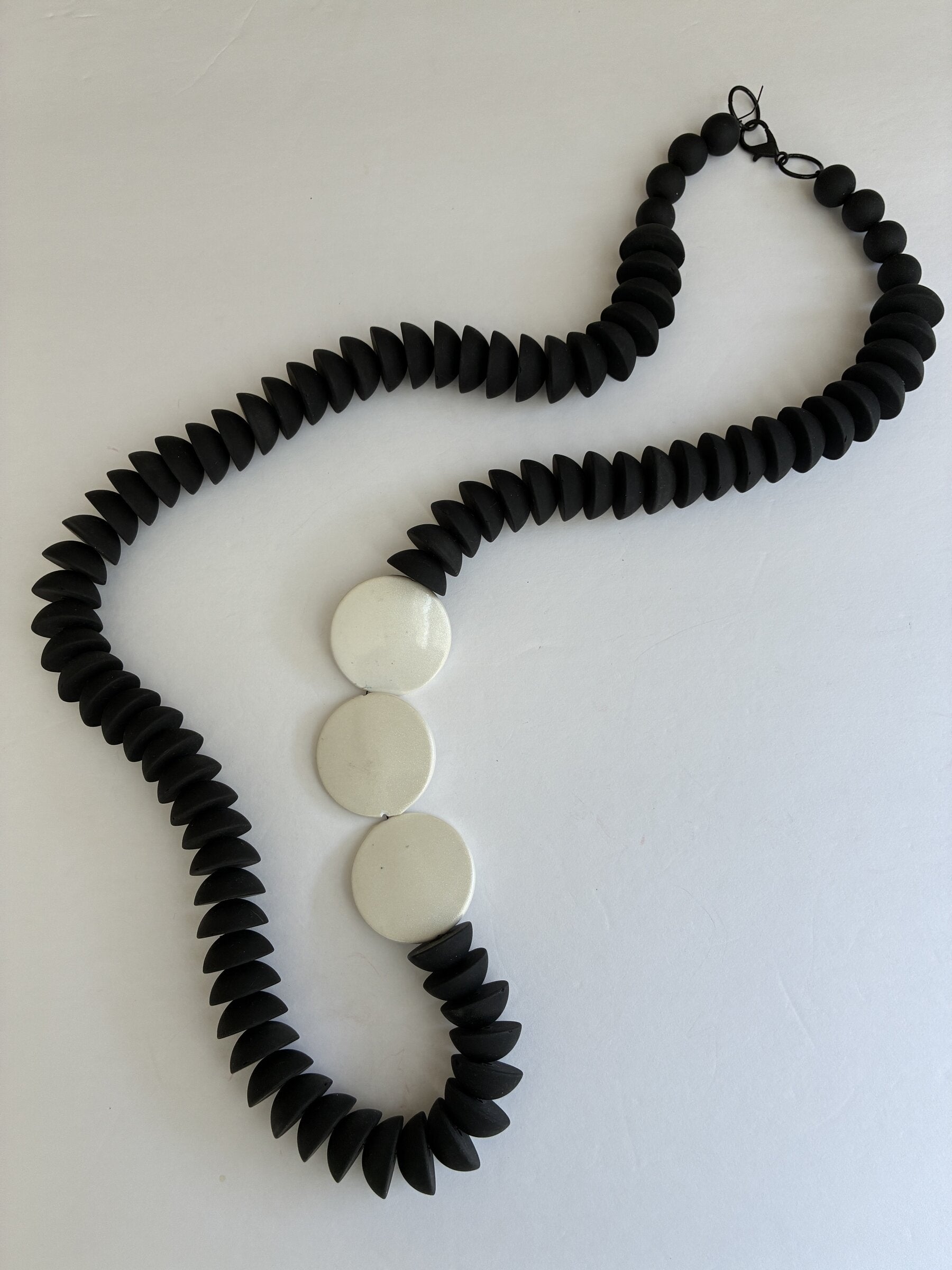 Three White Circles Necklace