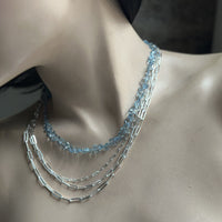 Multi-Strand Sterling & Aquamarine Necklace