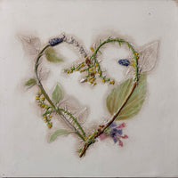 Yellow Sedum & Purple Salvia Heart Tile