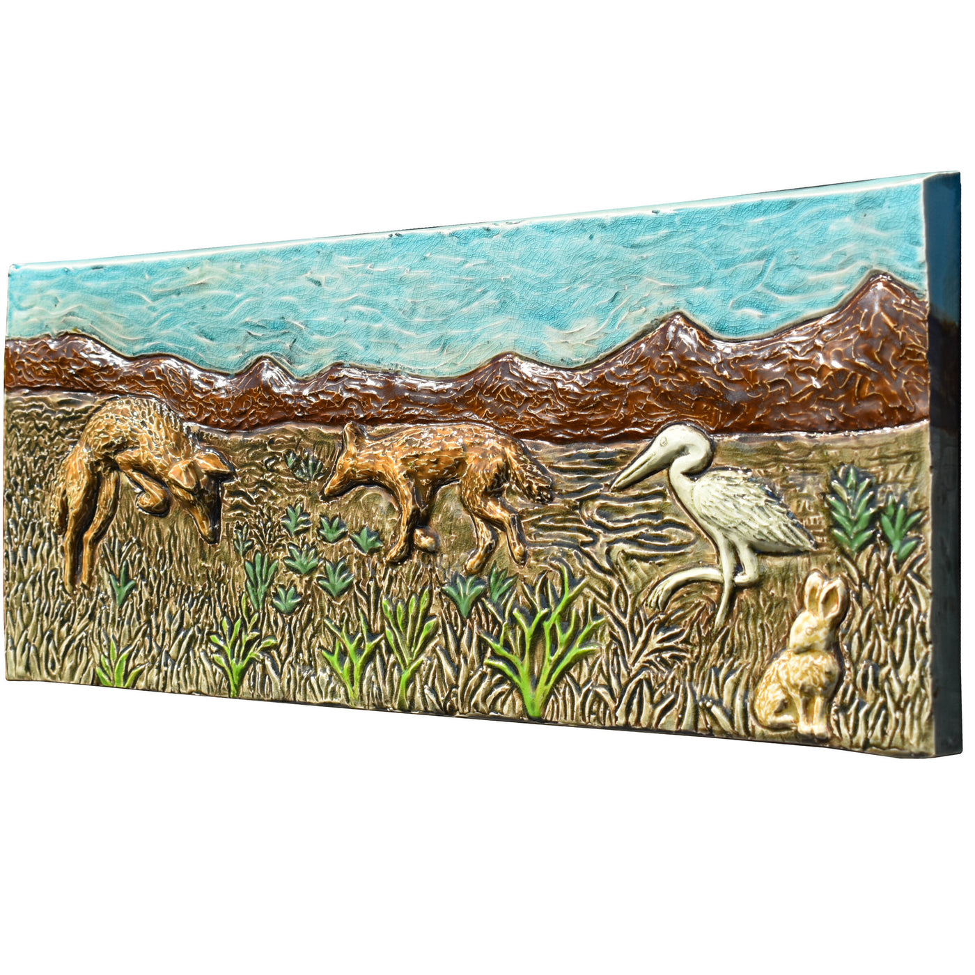 Prairie Vista Ceramic Wall Tile in Tea, Blue and Hazelnut