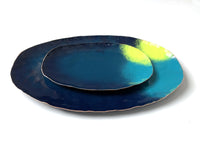 Chroma Decorative Metal Trays in Dark Teal and Chartreuse