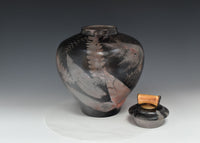 Saggar-Fired Urn with Brass and Bamboo