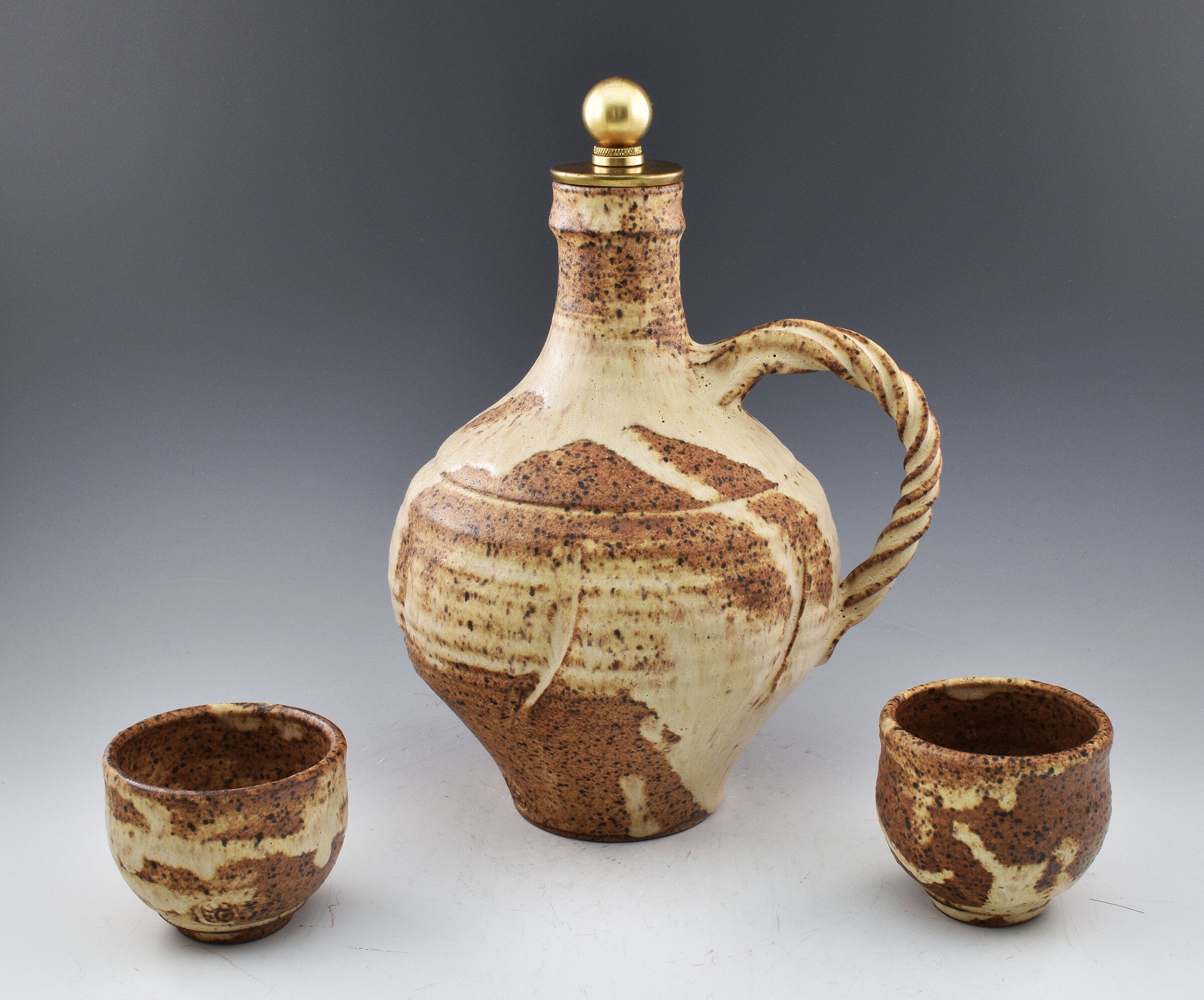 Stoneware Ewer with Cups