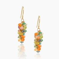 Gold Opal Cluster Earrings