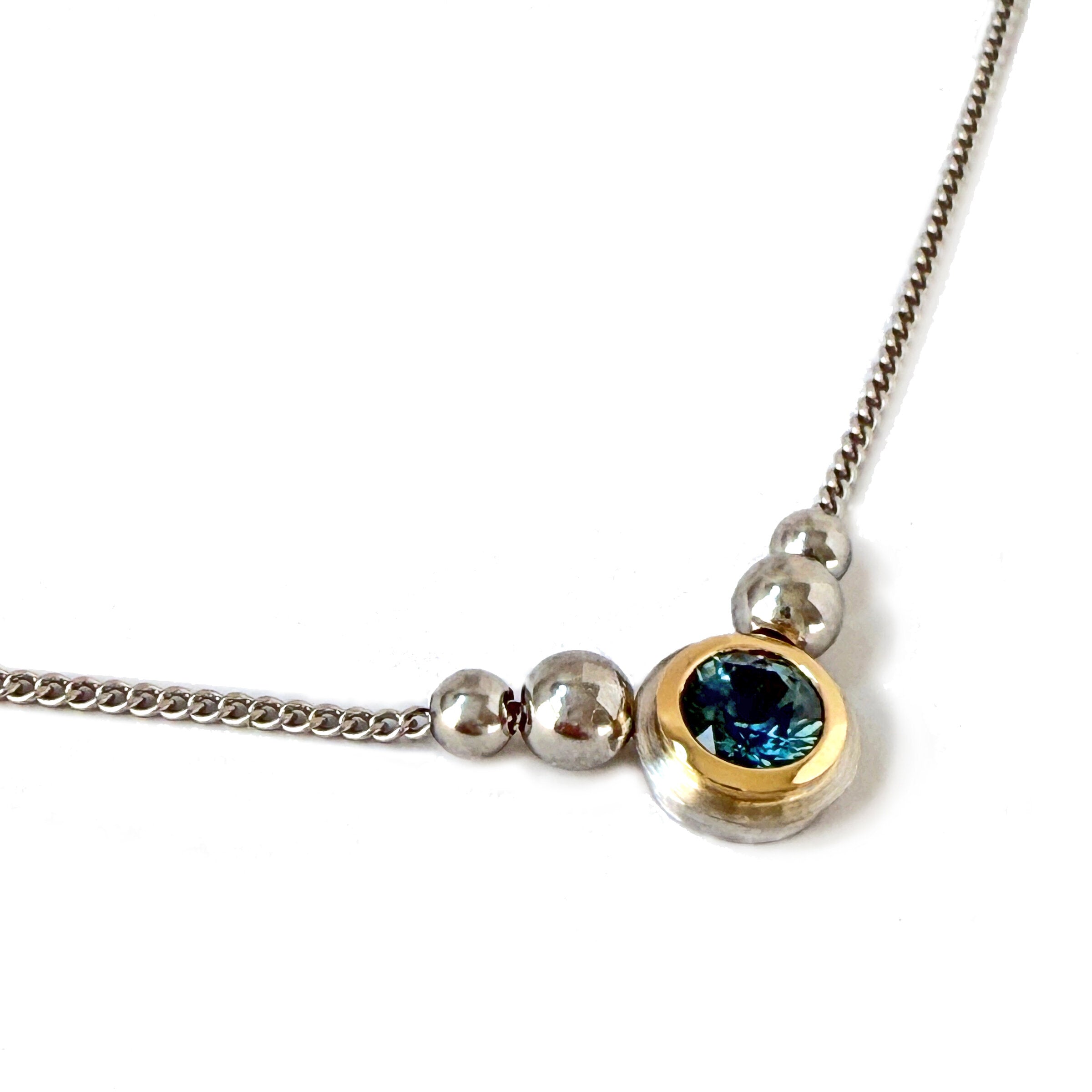 Blue-Green Sapphire Simplicity Pendant
