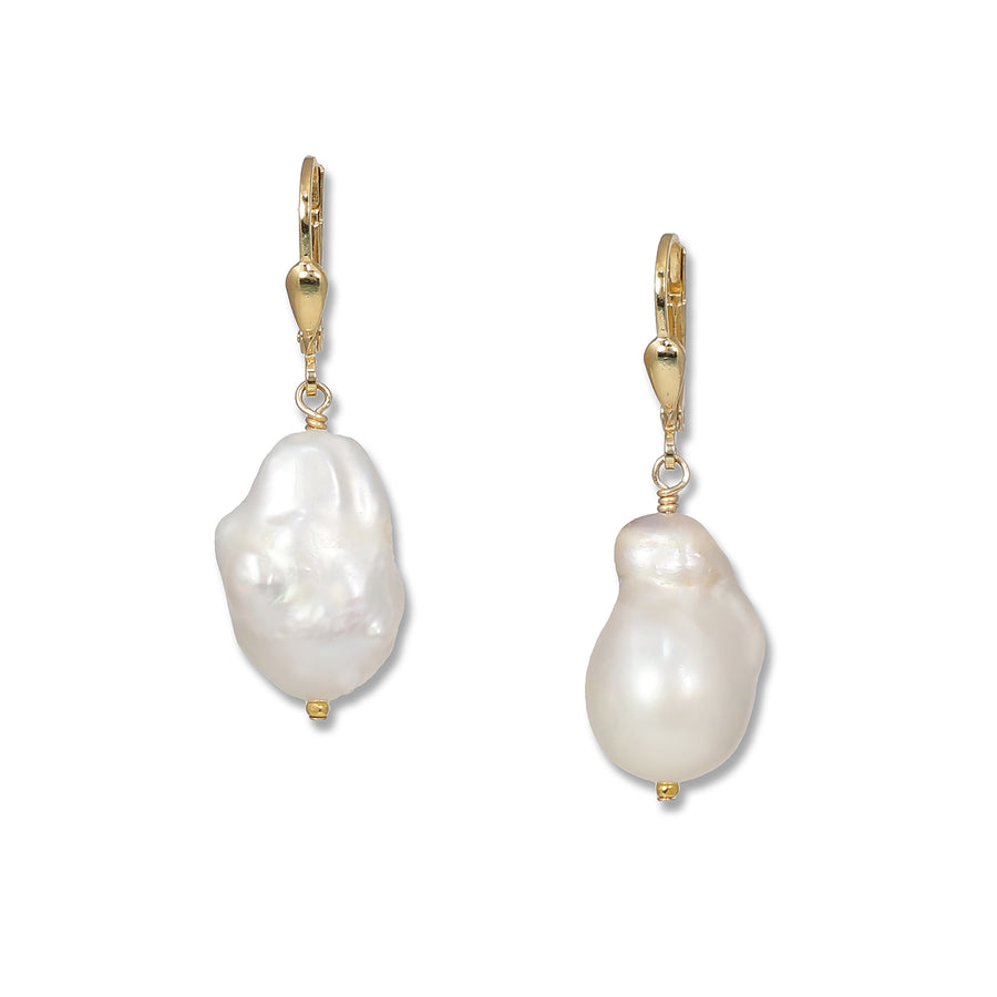 Gold Baroque Pearl Earrings