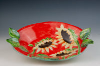 Leaves and Sunflowers Oval Bowl