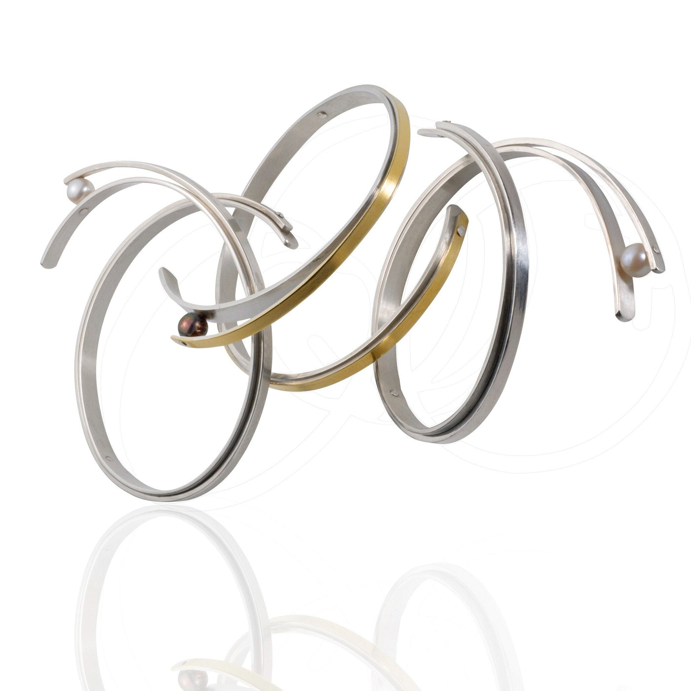 Bangle with Rivet-Set Pearl