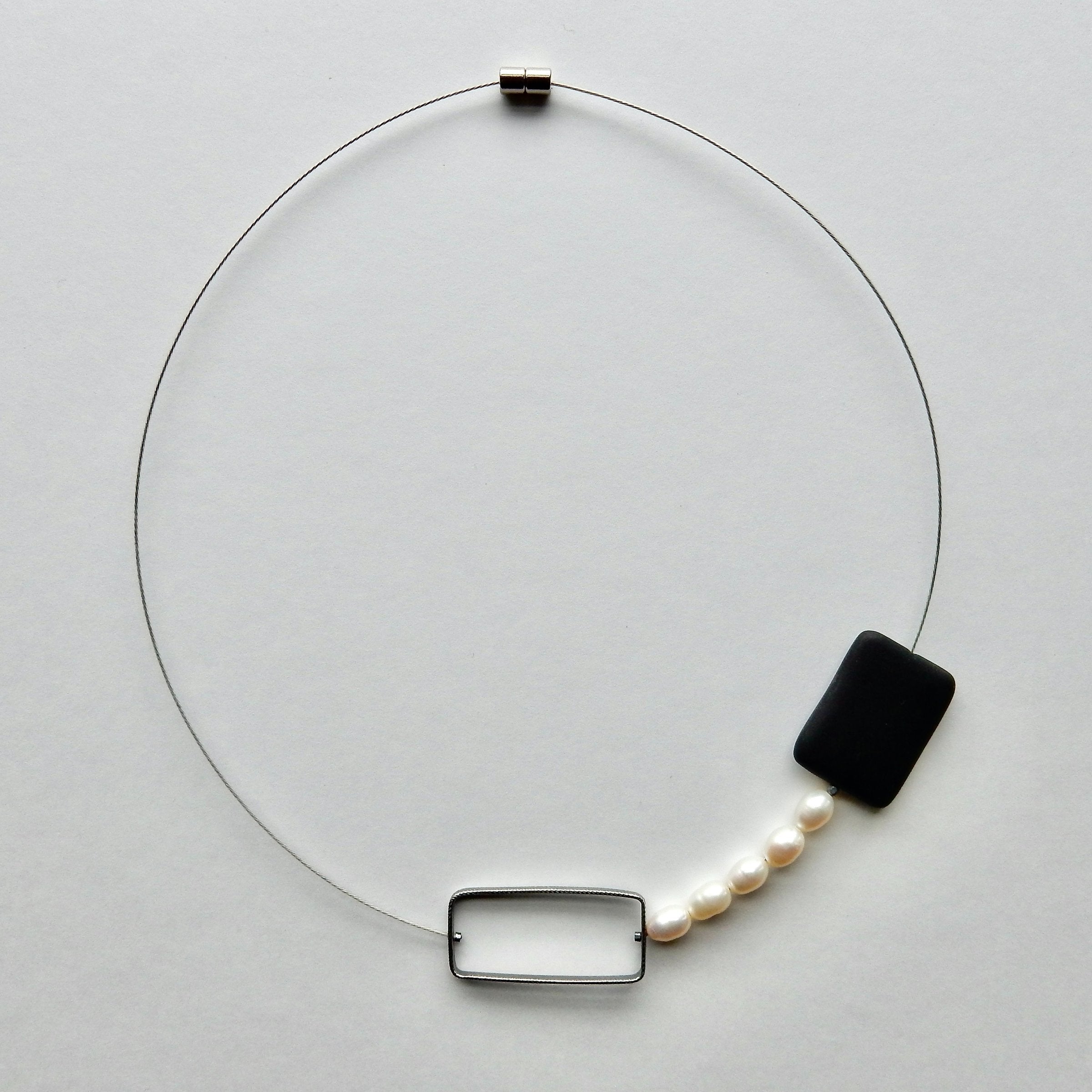 Silver, Pearls and Onyx Necklace