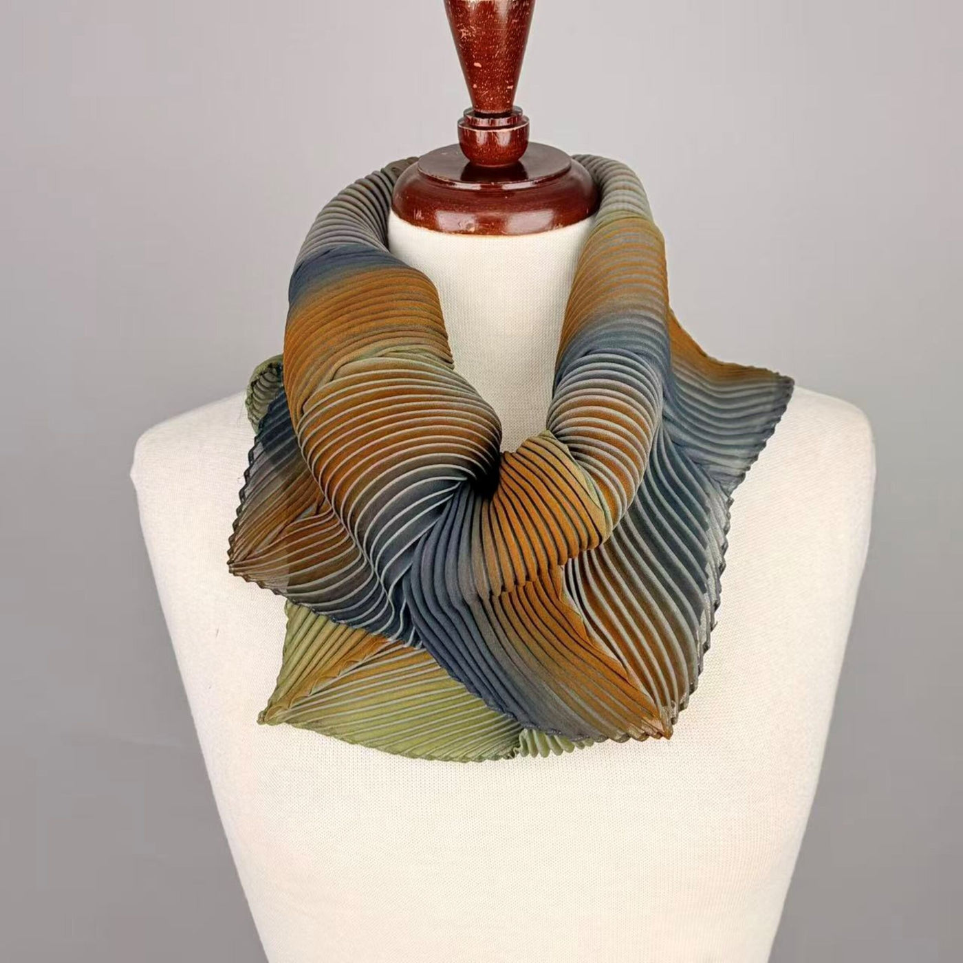 Pleated Silk Loop Scarf