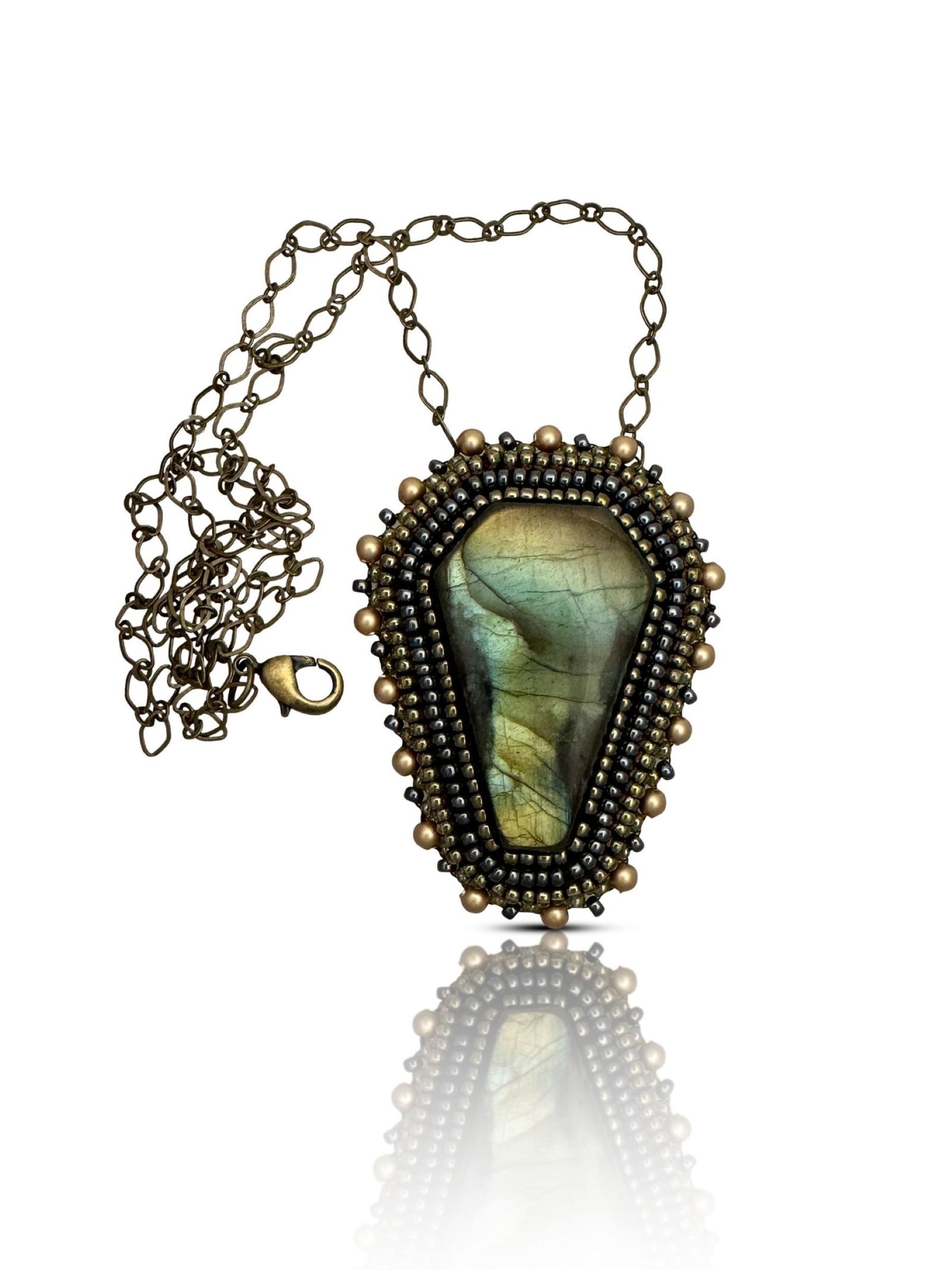 Labradorite Coffin Pendant