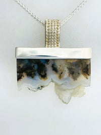 Sigma Silver Pendant Necklace with Plume Agate
