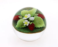 Strawberries and Blossoms Miniature Paperweight