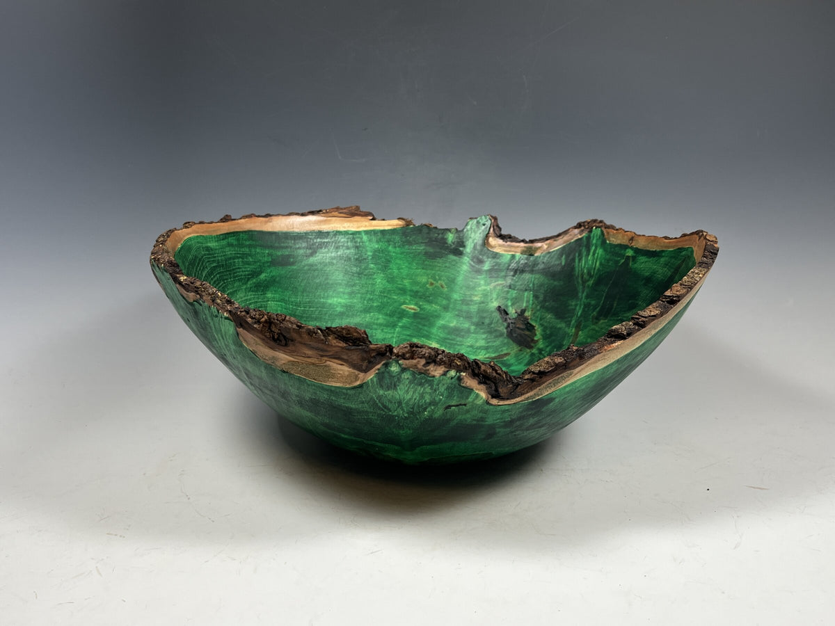 Natural Edge Dyed Maple Burl Bowl in Green