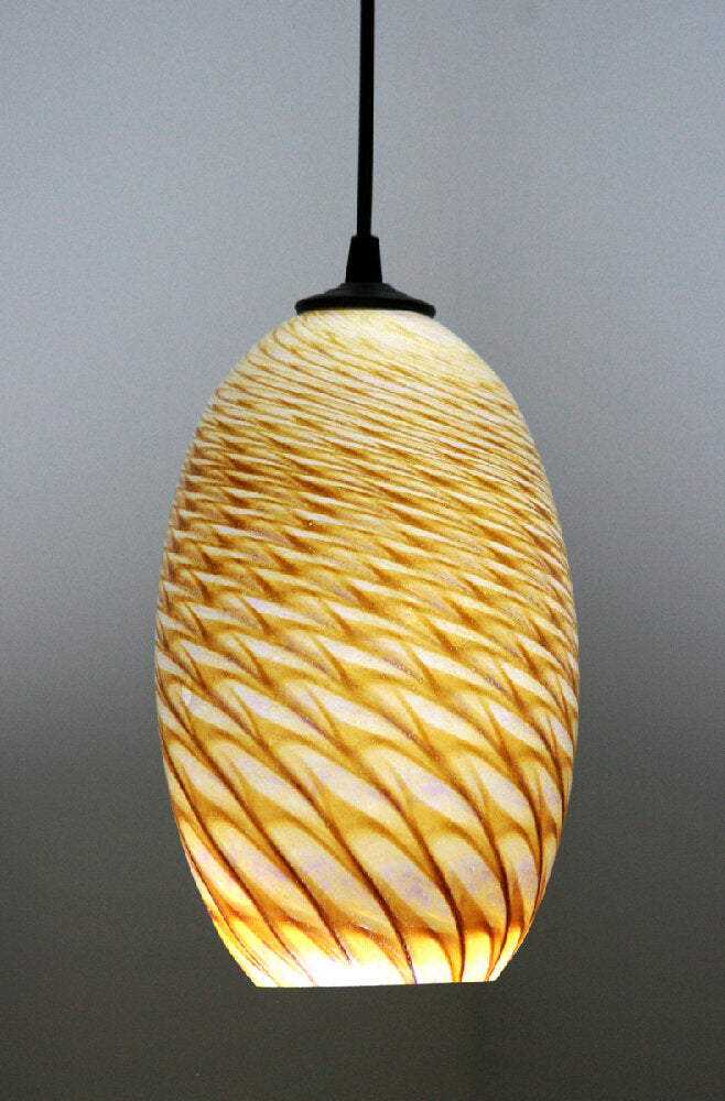 Egg Pendant with Woven Amber Pattern