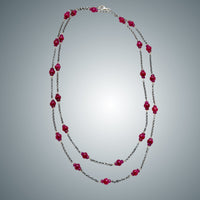 Ruby, Garnet and Oxidized Sterling Necklace