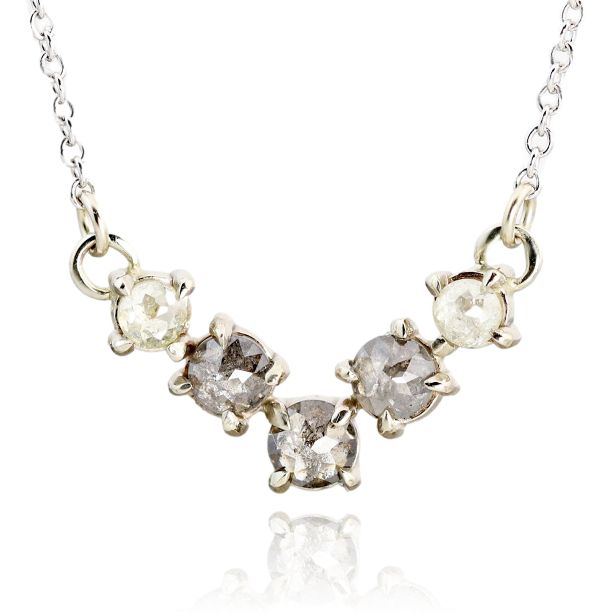 Rose Cut Diamond "V" Necklace