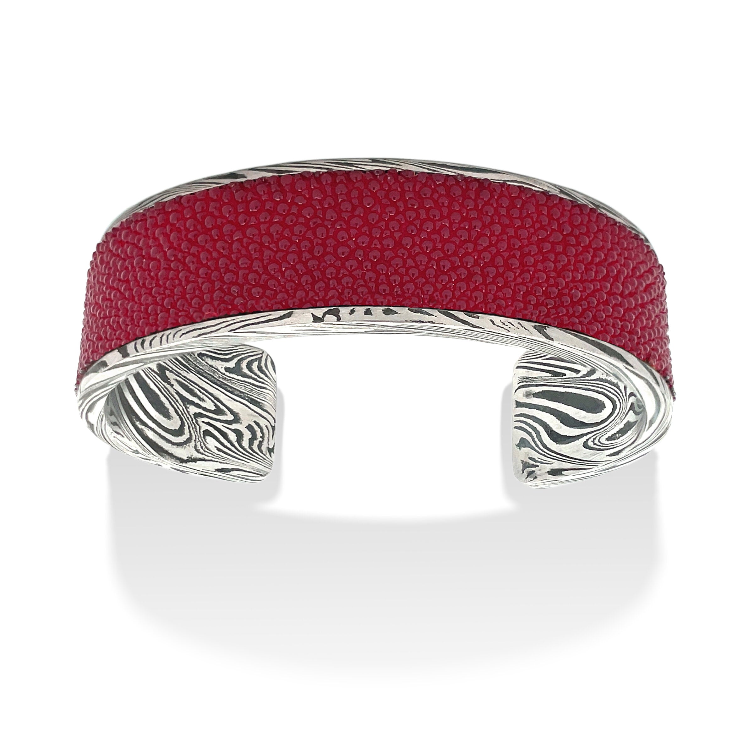 Red Stingray Damascus Steel Cuff