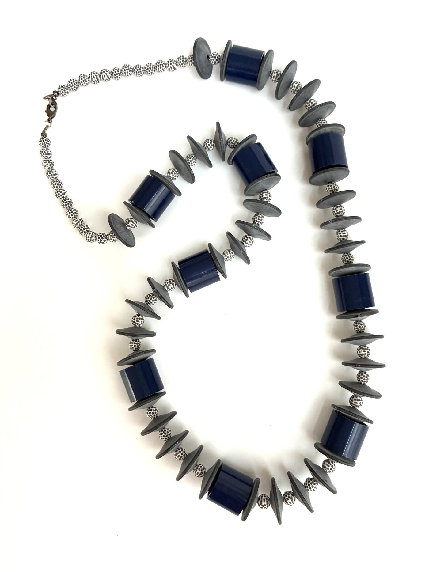 Chunky Blue Barrels Necklace
