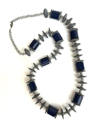 Chunky Blue Barrels Necklace